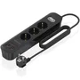 Aisens Regleta con Interruptor ASPS-2A2C11-BK con 3 Tomas de Corriente y 4 Puertos USB, Negro